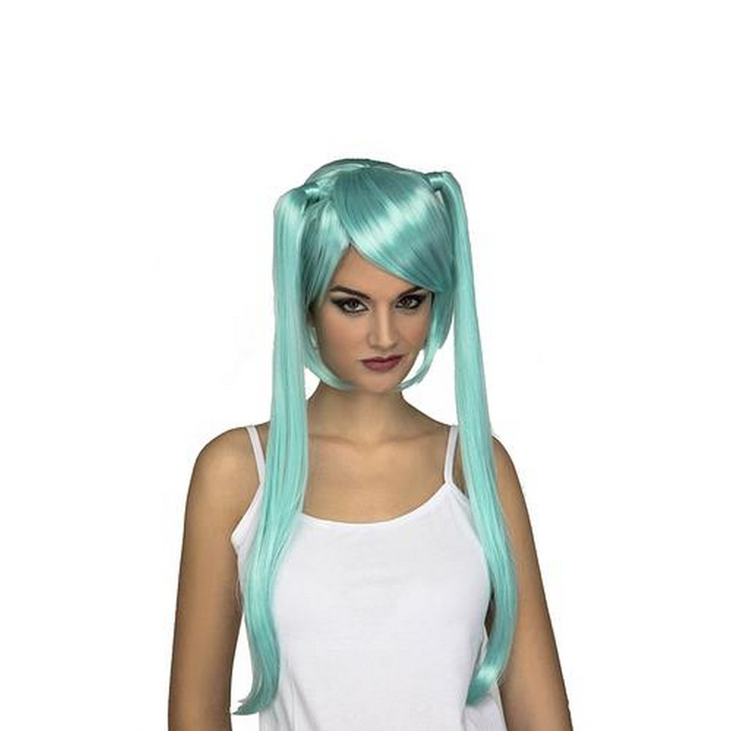 Halloween Long Blue Manga Wig with Bunches - Women 155 g