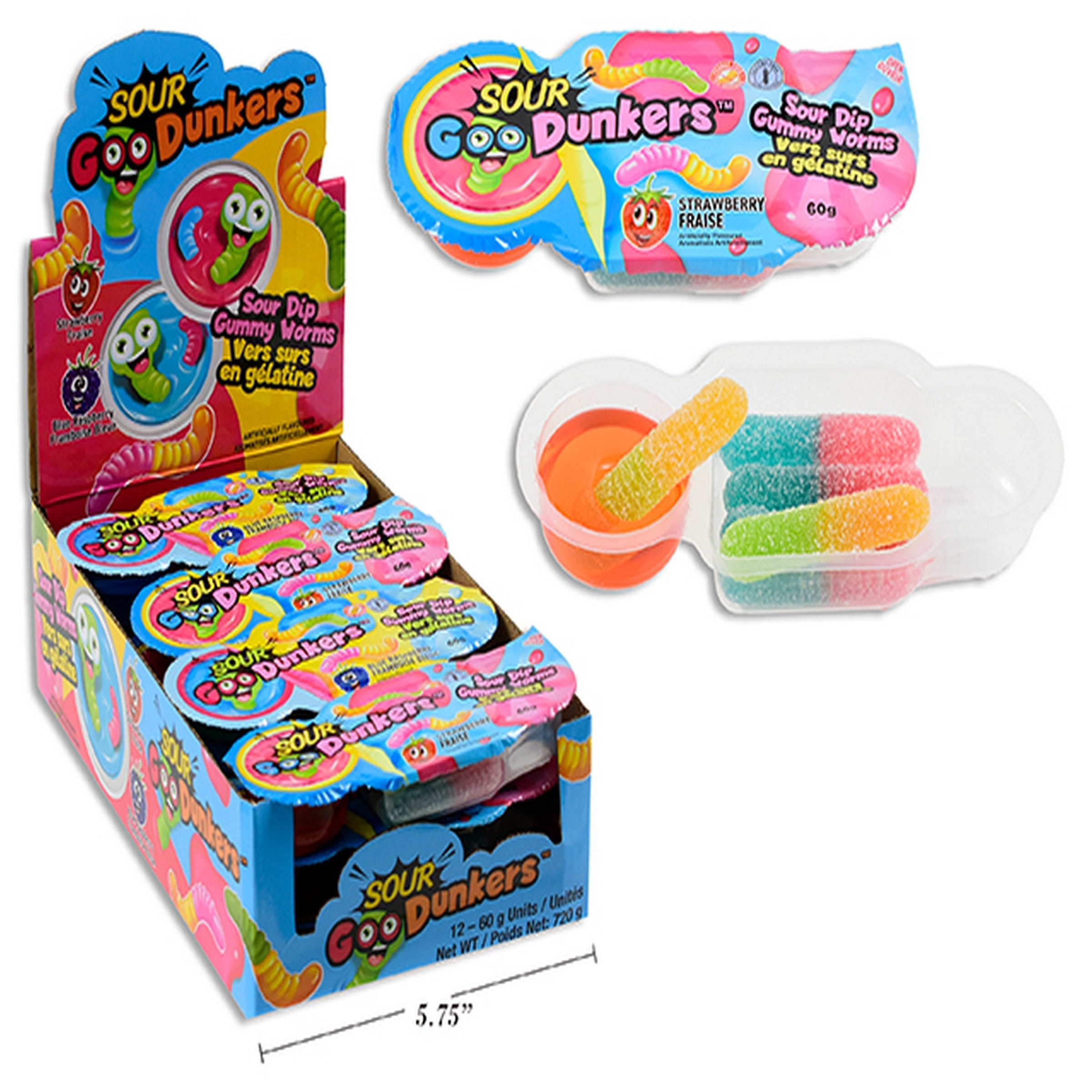 GooDunkers Sour Gummy Worms with Sour Liquid Candy 60g VRT