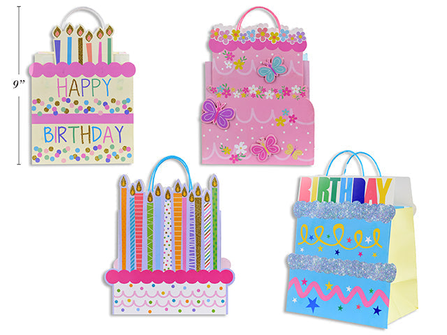 Paper Gift Bag with Glitter 9x9x5.9in VRT