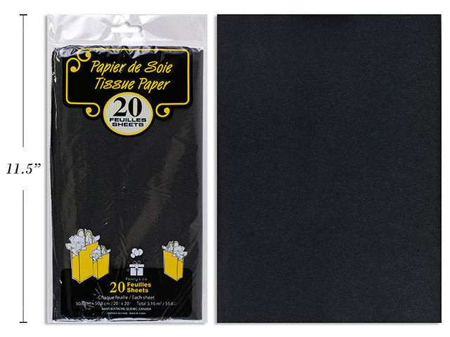 20 Sheets of Tissue Paper - Black 20x20in