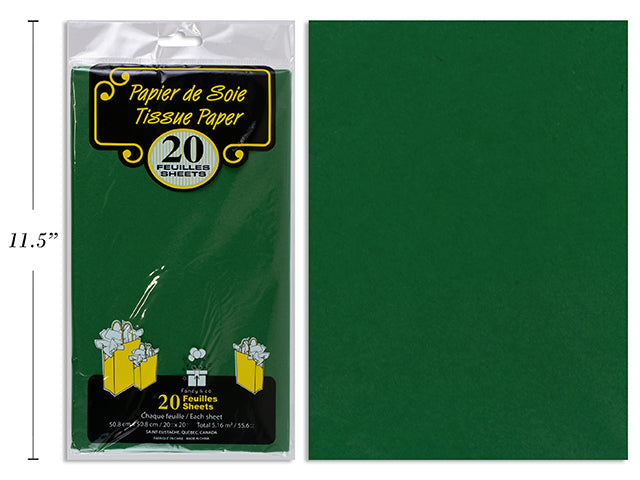 20 Sheets of Tissue Paper - Dark Green 20x20in