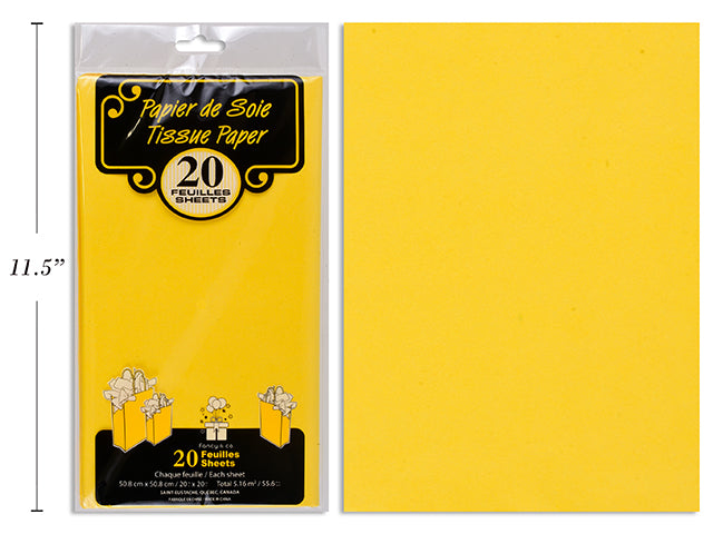 20 Sheets of Tissue Paper - Golden Yellow 20x20in