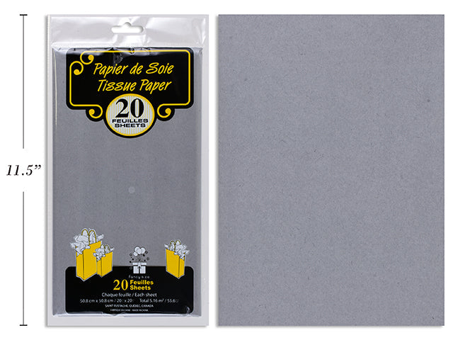20 Sheets of Tissue Paper - Grey 20x20in