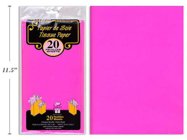 20 Sheets of Tissue Paper - Hot Pink 20x20in