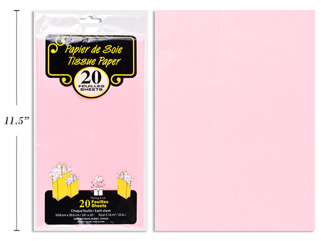 20 Sheets of Tissue Paper - Baby Pink 20x20in