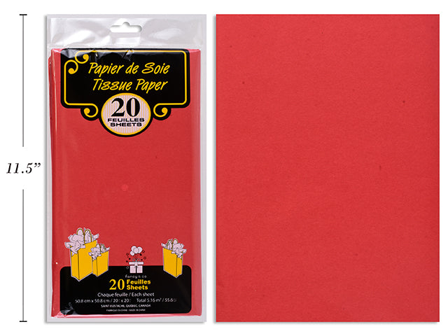 20 Sheets of Tissue Paper - Red 20x20in