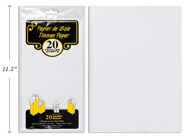 20 Sheets of Tissue Paper - White 20x20in