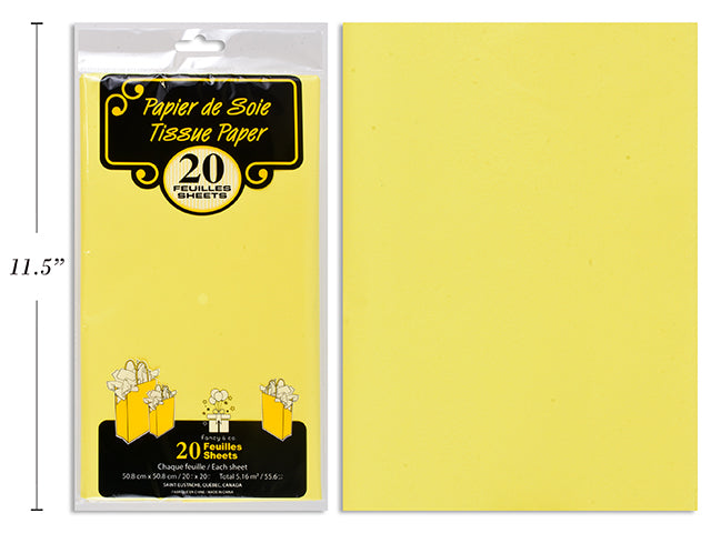 20 Sheets of Tissue Paper - Yellow 20x20in