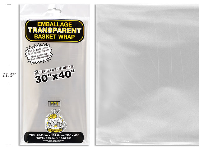2 Sheets of Transparent Basket Wrap 30x40in