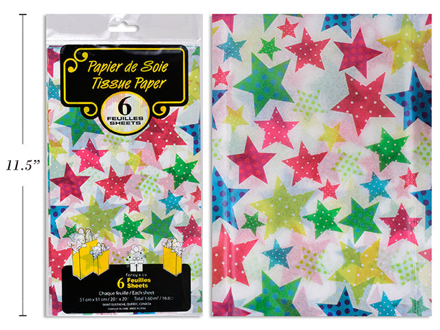 6 Sheets of Tissue Paper - Stars 20x20in