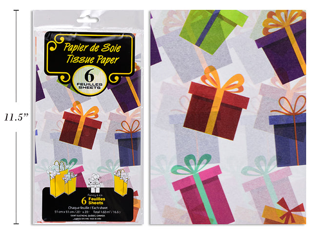 6 Sheets of Tissue Paper - Gifts 20x20in