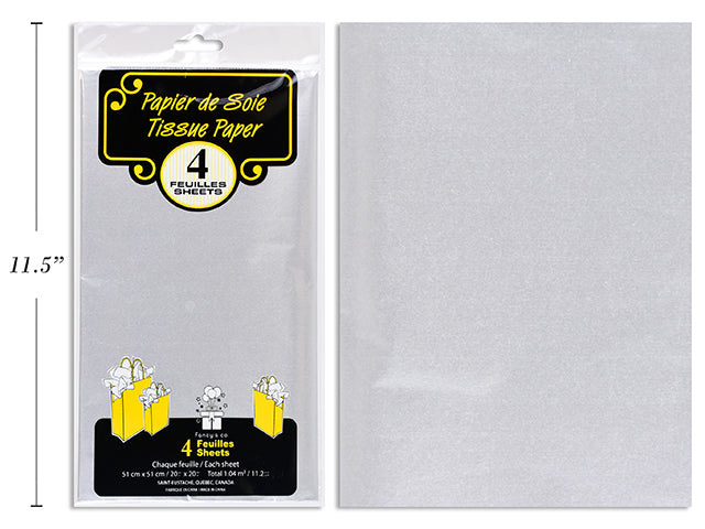 4 Sheets of Tissue Paper - Silver 20x20in