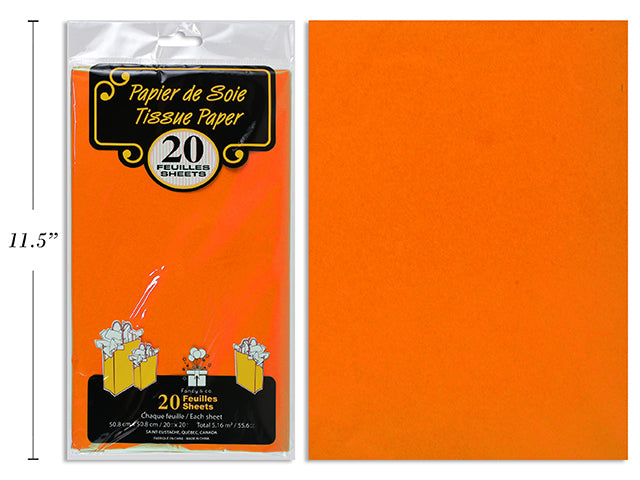20 Sheets of Tissue Paper - Orange 20x20in