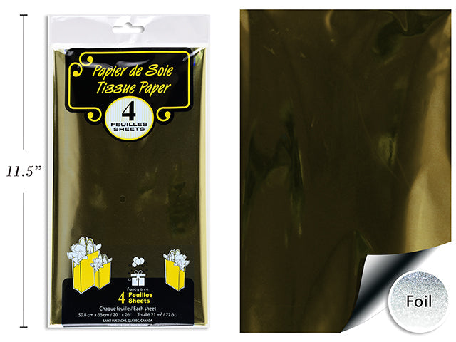 4 Sheets of Tissue Paper - Gold Foil 20x26in