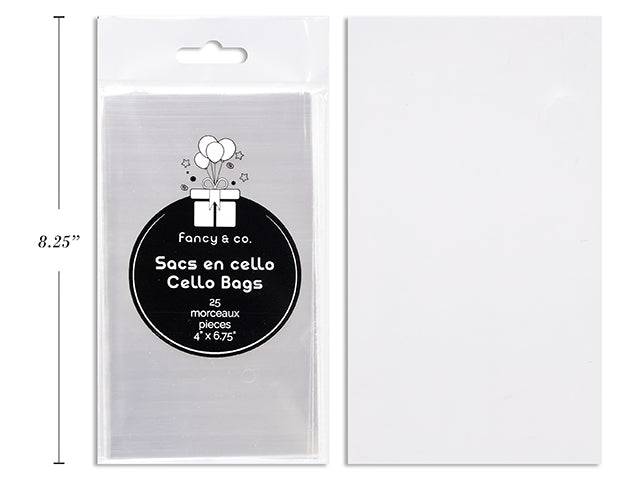 25 Clear Cello Bags 4x6.75in