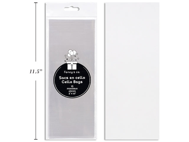 15 Clear Cello Bags 4x10in