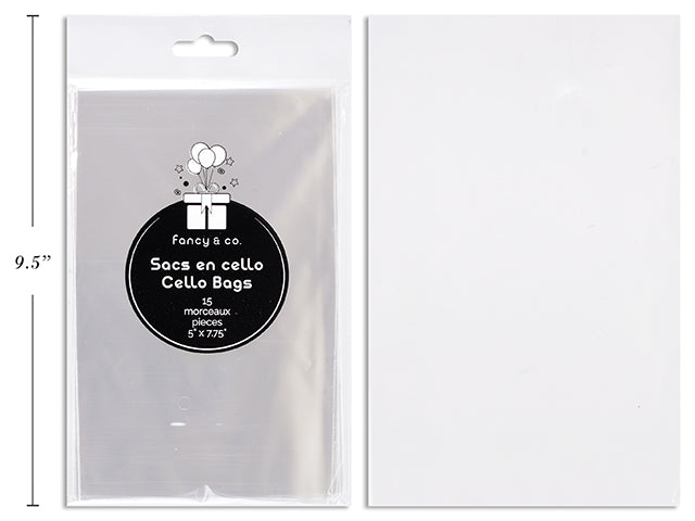 15 Clear Cello Bags 5x7.75in