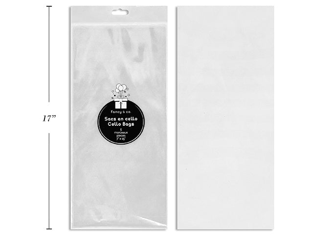 5 Clear Cello Bags 7x15in