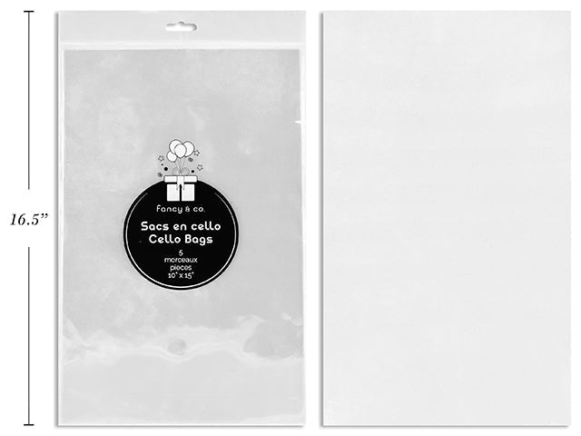 5 Clear Cello Bags 10x15in