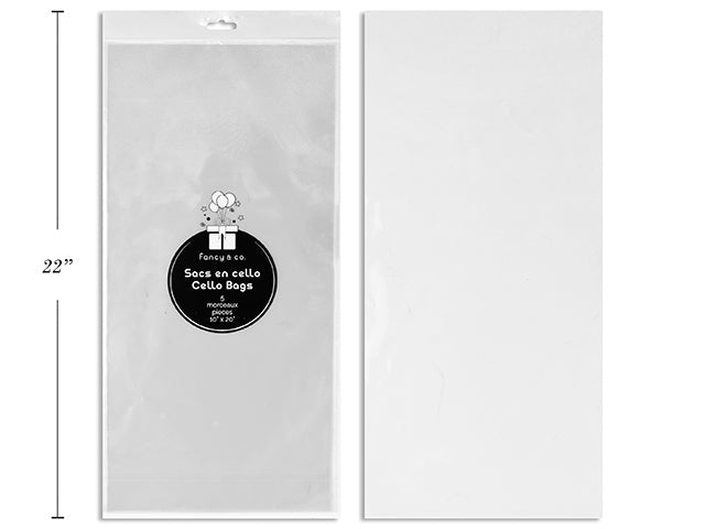 5 Clear Cello Bags 10x20in