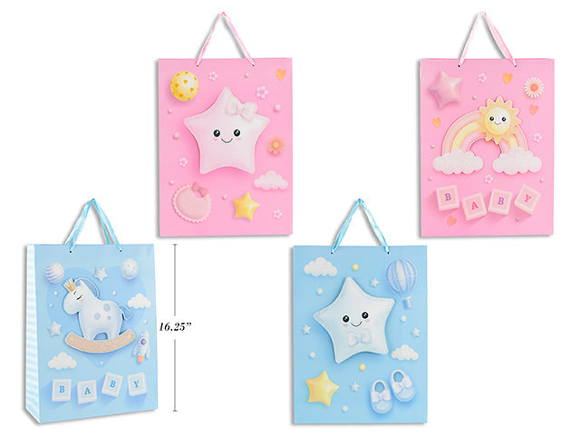 Paper Gift Bag with Cut-out and Glitter 12.2x15.7x4.7in VRT