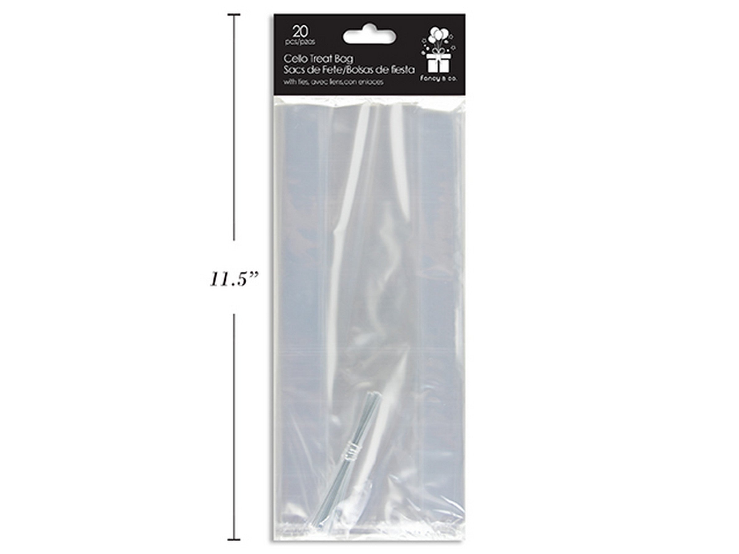 20 Clear Cello Treat Bags with Ties 9.5x4x2in