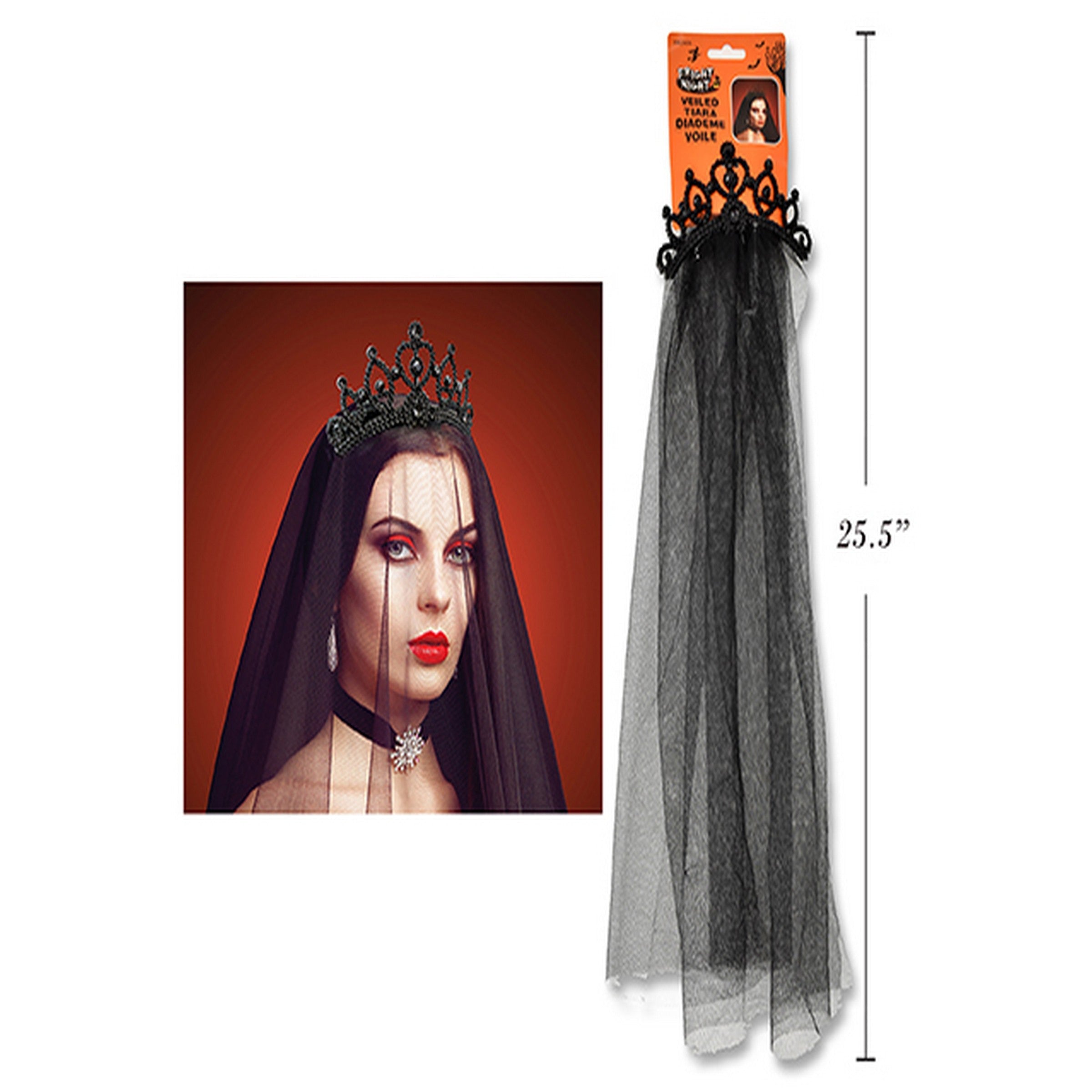 Halloween Black Veiled Organza Tiara
