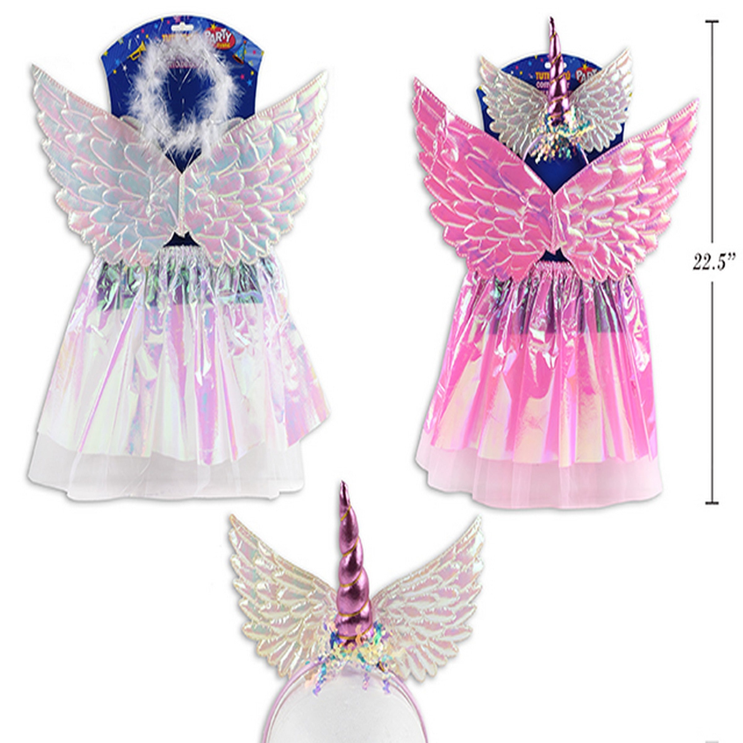 Halloween 3pcs Girls Shimmering Angel / Unicorn Costume Incl: Wings/Headband/Tutu VRT
