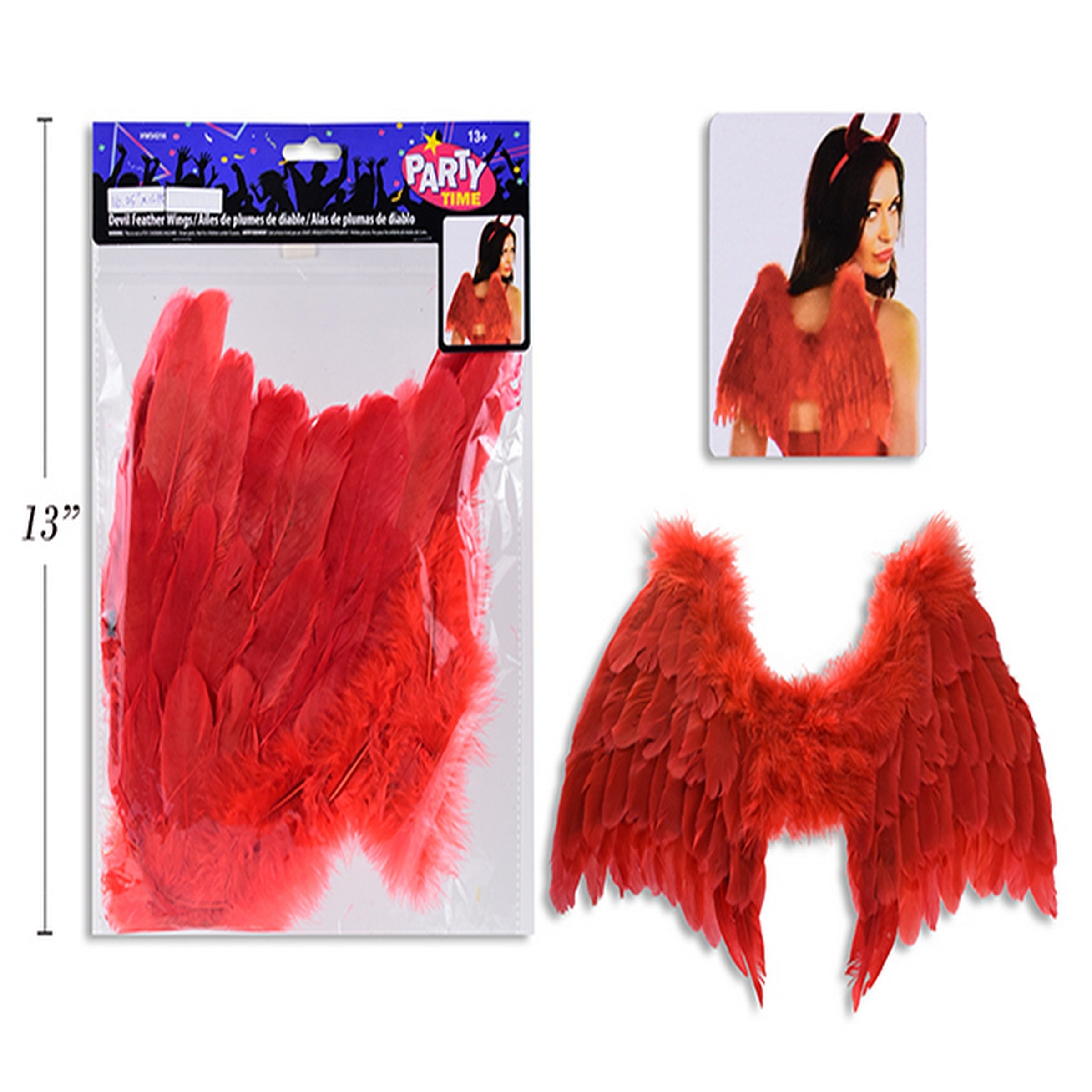 Halloween Adult Devil Red Feather Wings 16.25x13.75in