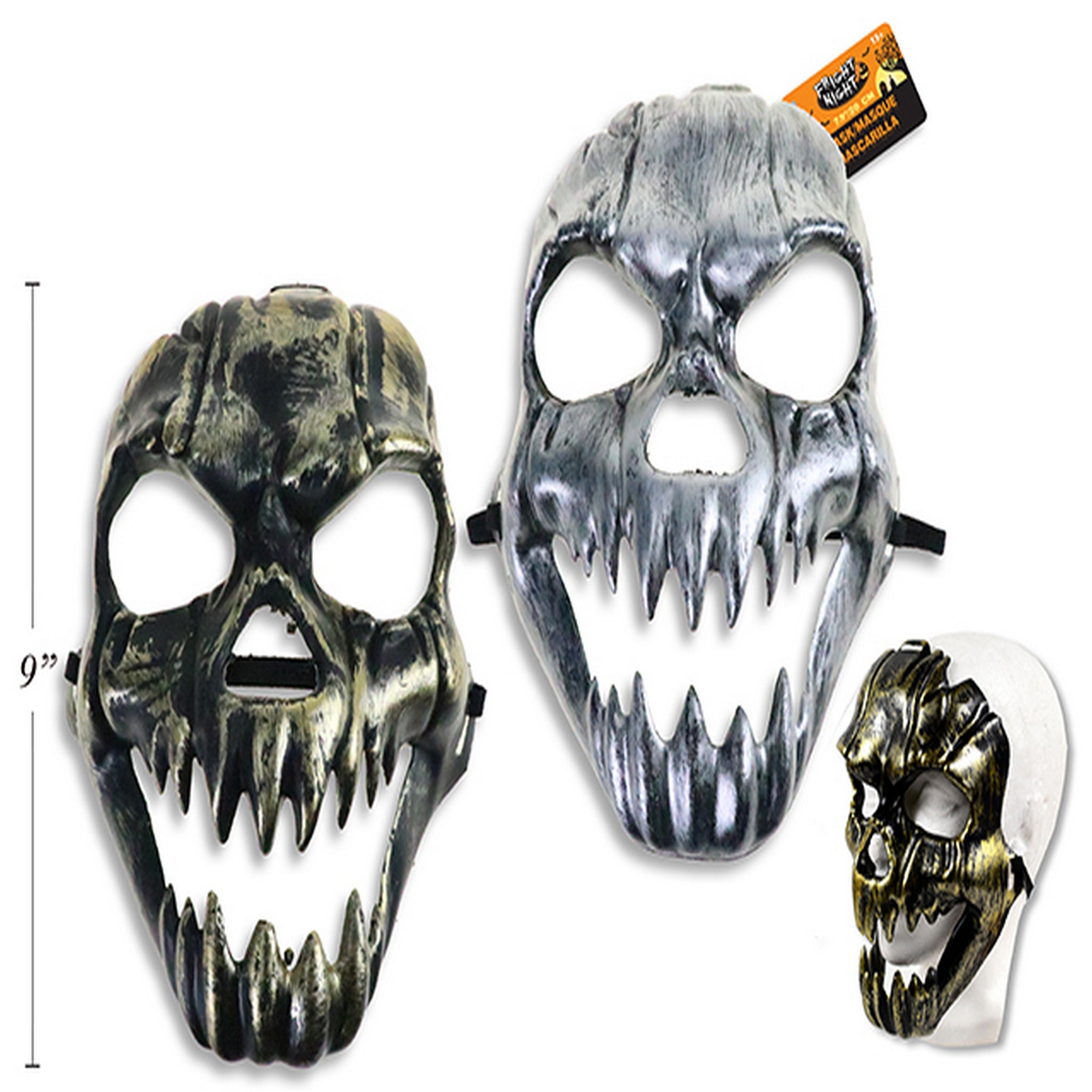 Halloween Metallic Zombie Skull Mask 9in VRT