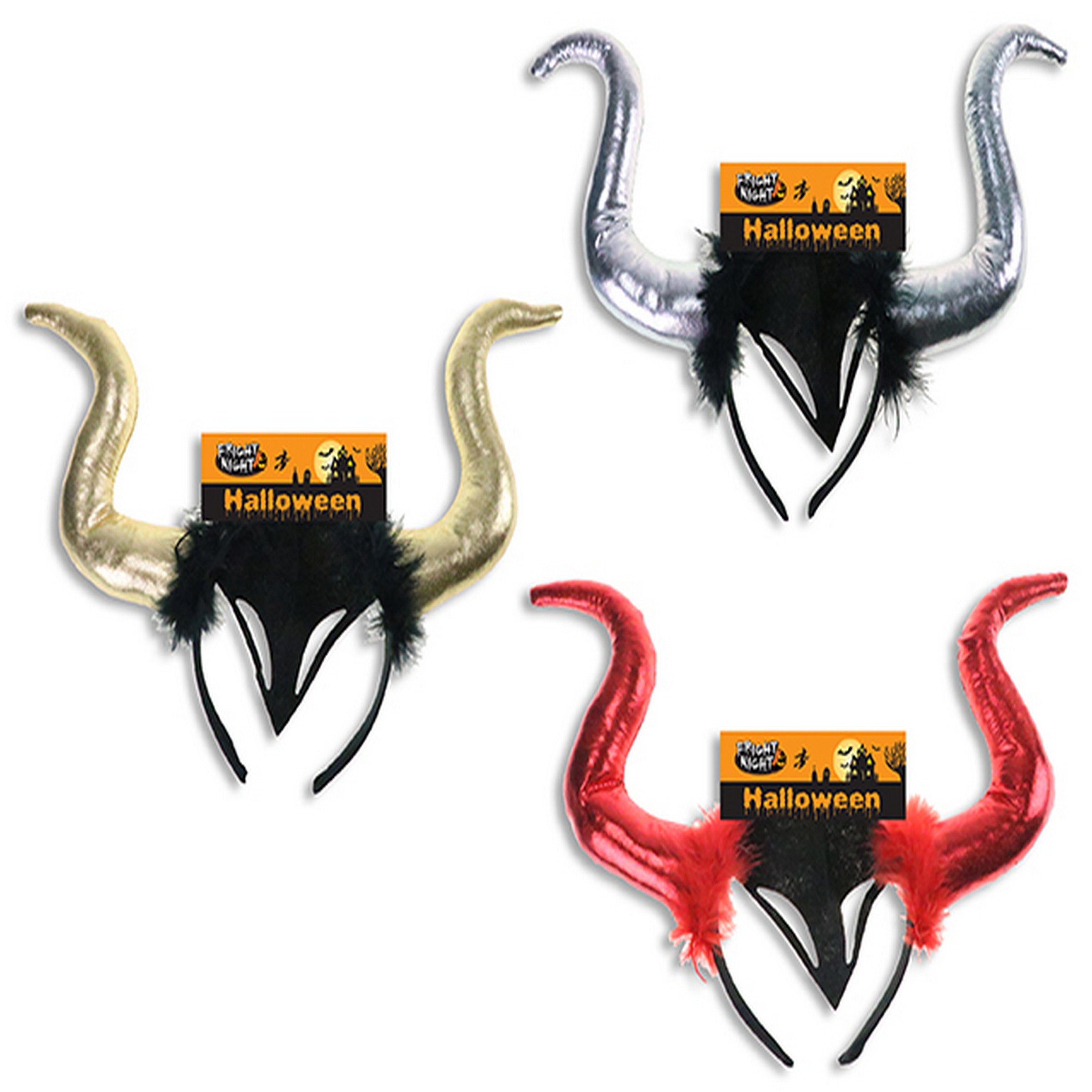 Halloween Metallic Demon Horn Headband with Fur 11.5in VRT