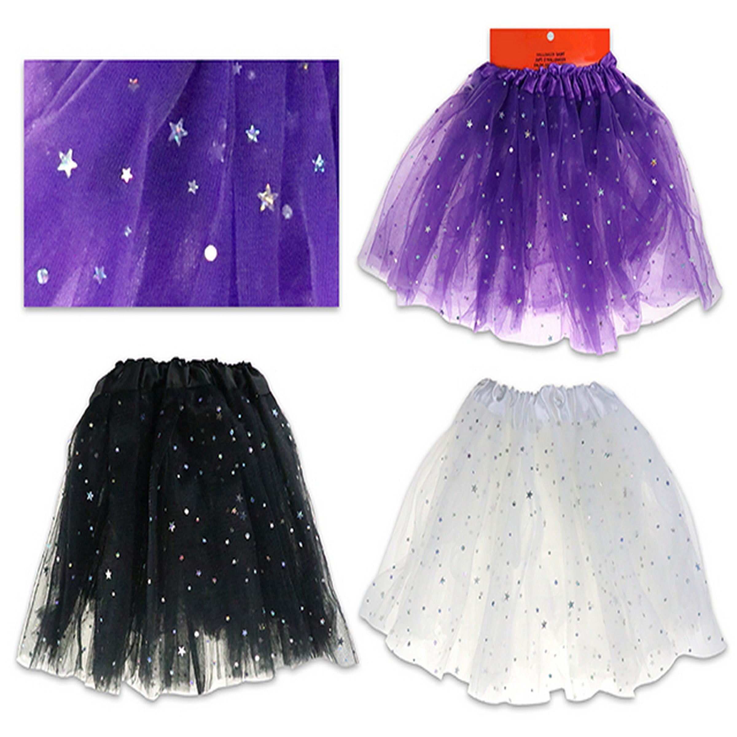 Halloween 3-Layers Holographic Stars Tutu 11.4in VRT
