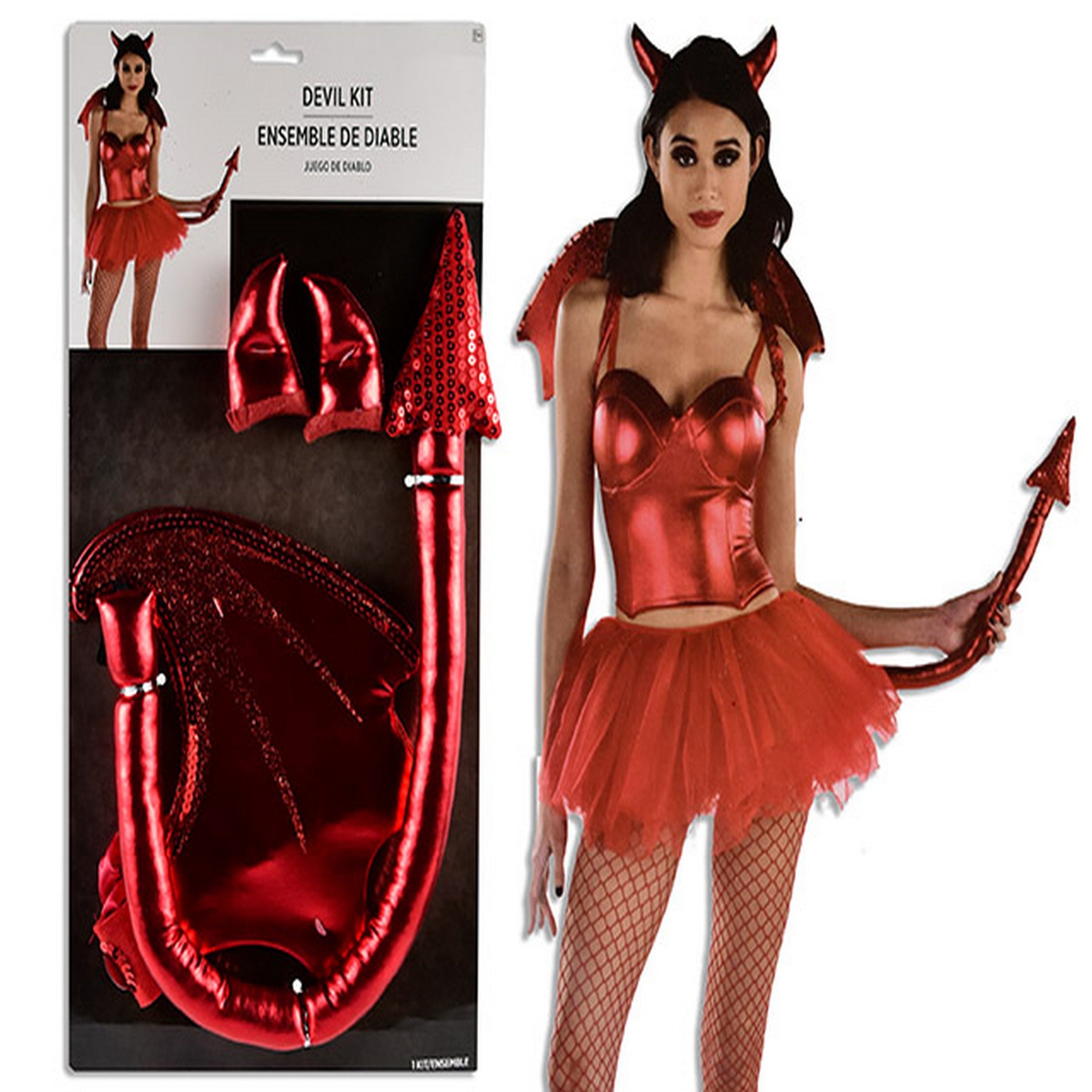 Halloween 4pcs Adult Red Devil Costume Accessories