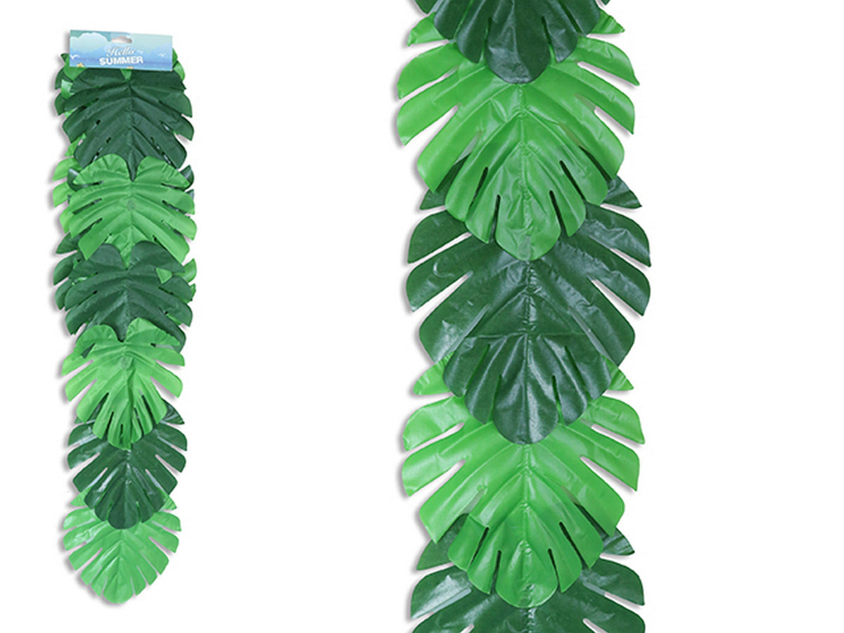 Hawaiian Luau Palm Leaves Table Runner 64in with 12 8x6.5in Palm Leaves
