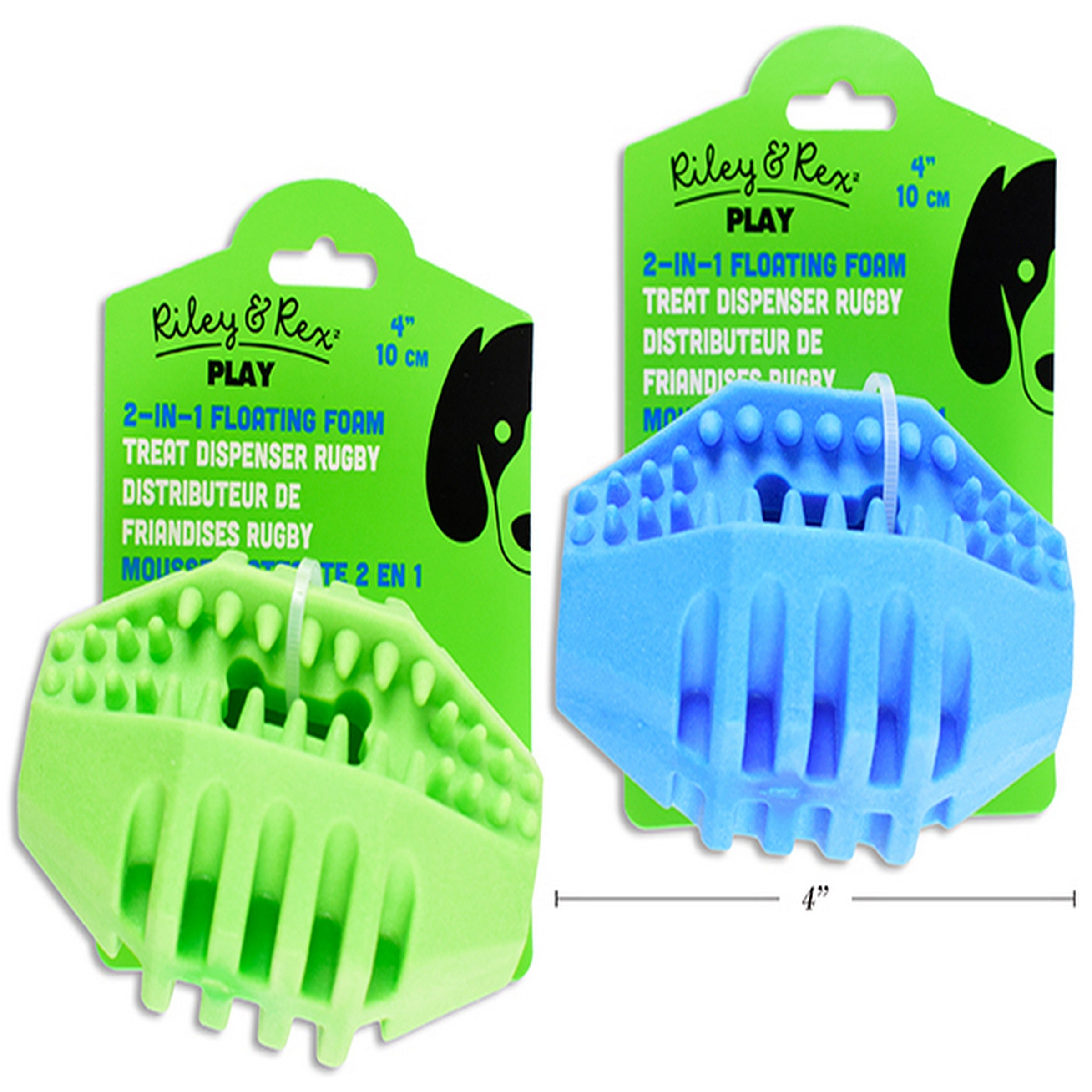 Riley & Rex Play 2-in-1 Foam TPR Floating Treat Dispenser Rugby Dog Toy 4x2.5in VRT
