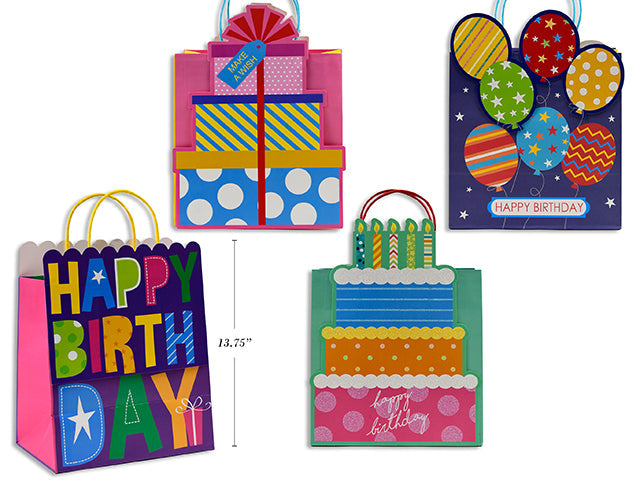 Paper Gift Bag with Glitter 9.25x9x5.75in VRT