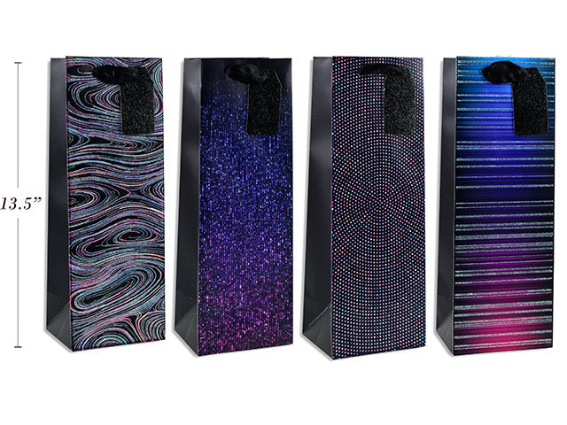 Paper Bottle Gift Bag with Glitter 13.5x4.8x3.9in VRT