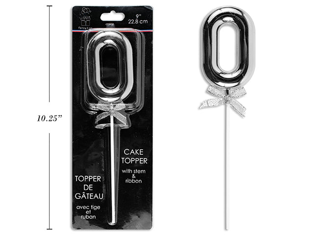 Cake Topper Number 0 Silver 9in