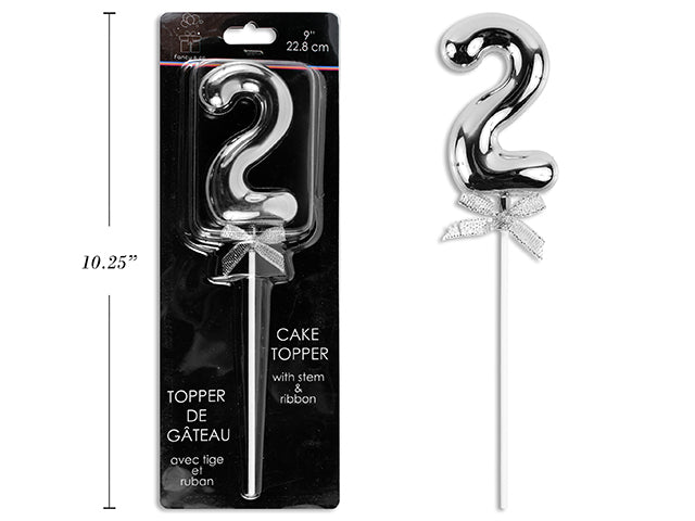 Cake Topper Number 2 Silver 9in