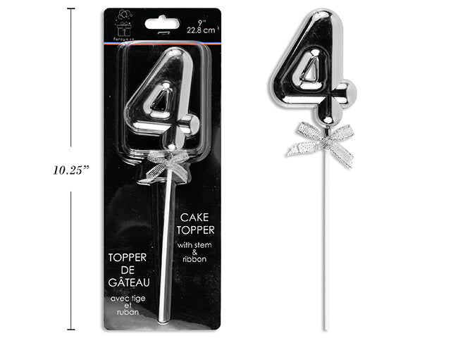 Cake Topper Number 4 Silver 9in