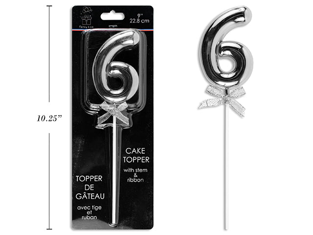Cake Topper Number 6 Silver 9in