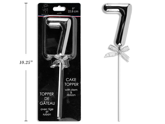 Cake Topper Number 7 Silver 9in