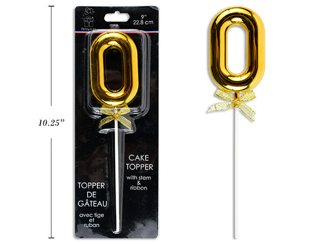Cake Topper Number 0 Gold 9in