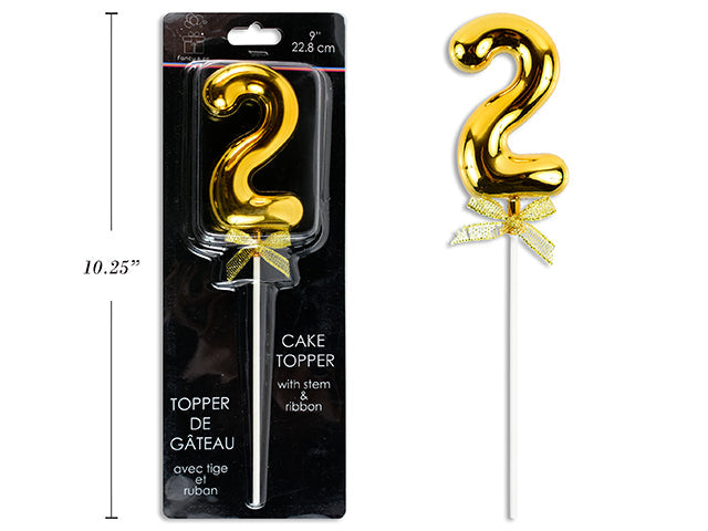 Cake Topper Number 2 Gold 9in