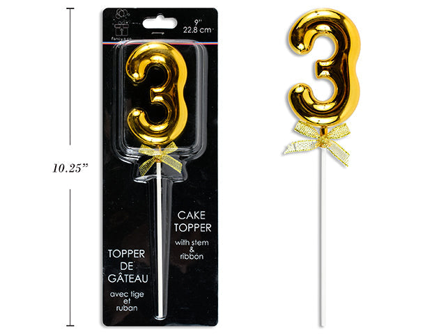Cake Topper Number 3 Gold 9in