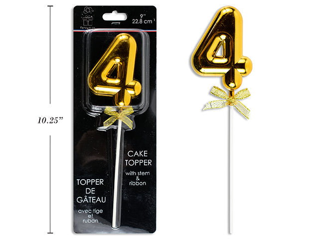 Cake Topper Number 4 Gold 9in