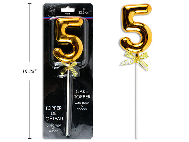 Cake Topper Number 5 Gold 9in