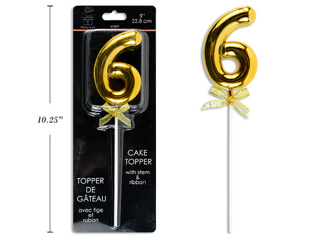 Cake Topper Number 6 Gold 9in