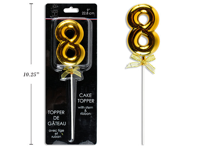 Cake Topper Number 8 Gold 9in