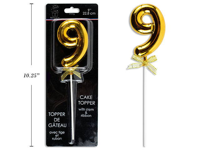 Cake Topper Number 9 Gold 9in